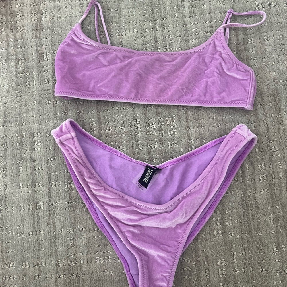 Purple Velvet Bikini Set Triangl
